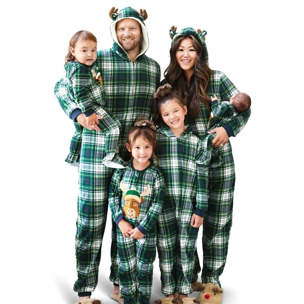 Children’s Place Plaid Reindeer Family Matching Christmas Fleece Pajamas Sleeper